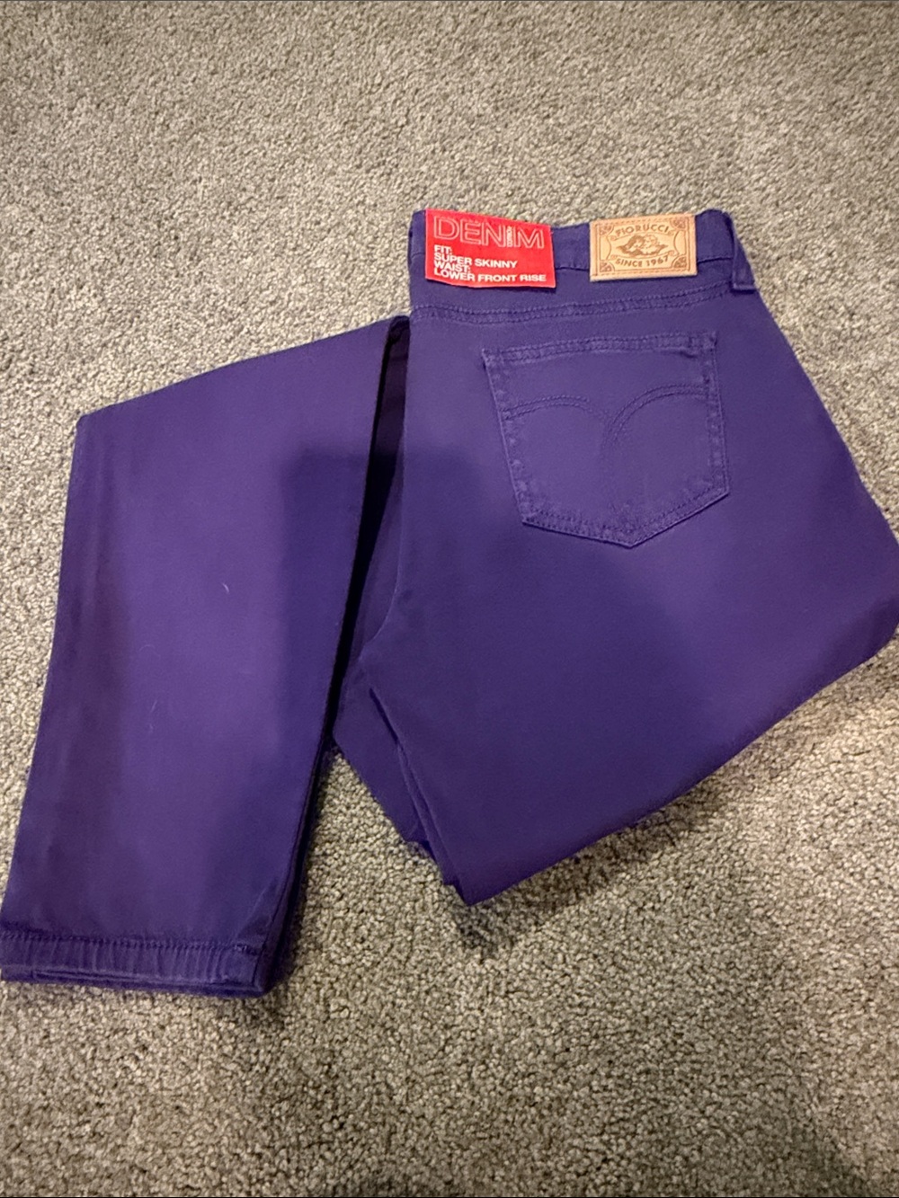Women's Purple Denim super skinny, lower front rise size 28